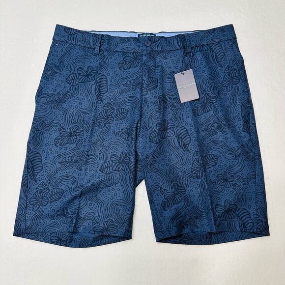 Peter Millar Crown Crafted Men’s 35 Navy Quick Dry Hybrid Golf Shorts - Picture 1 of 9